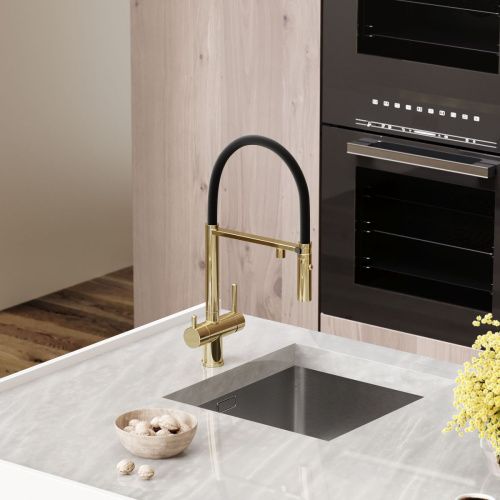 Смеситель для кухни Sancos Imola SC4010ZG на мойку черный/золото - фото 2