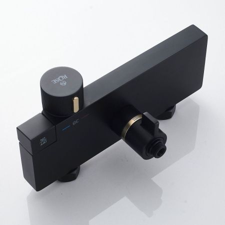 Душевая стойка Rose R1896H-6 настенная цвет черный с термостатом