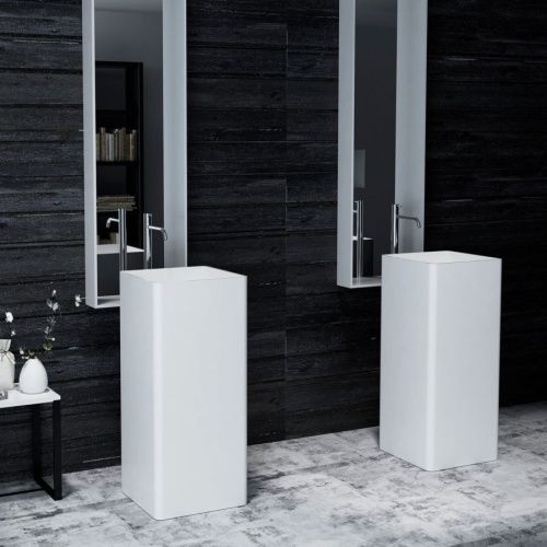 Раковина из искусственного камня MonteBianco Torre 400 13011 40х40 напольная цвет белый без отверстий под смеситель - фото 4