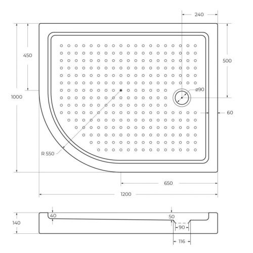 Душевой поддон Cezares TRAY-A-RH-120/100-550-15-W-R 120х100 акрил белый с ножками - фото 2