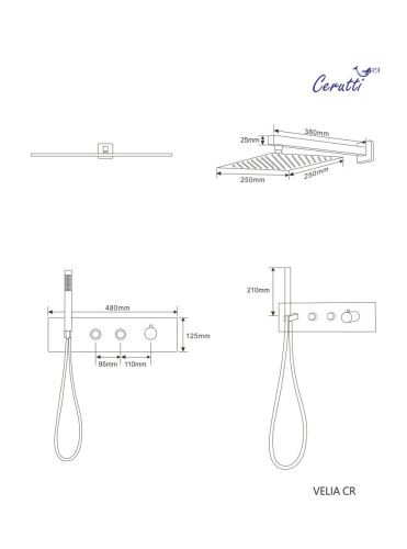 Душевая система Cerutti SPA CT10398 встраиваемая в стену цвет хром - фото 3