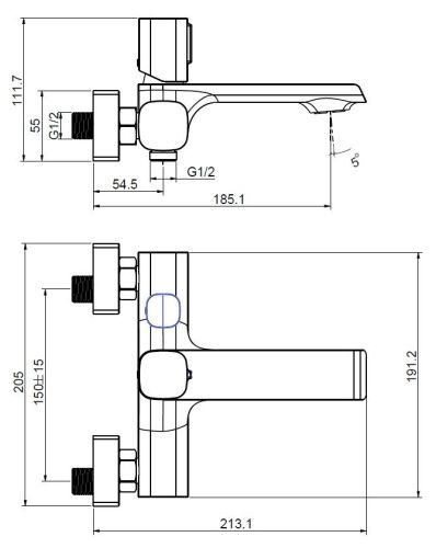 Смеситель для ванны Creavit AL2500S настенный черный - фото 2