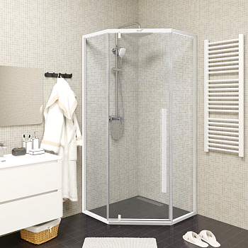 Душевой уголок Cerutti SPA C3AW 90х90 стекло прозрачное профиль белый без поддона