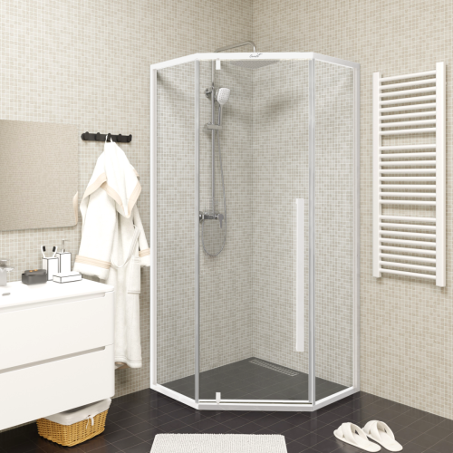 Душевой уголок Cerutti SPA C3AW 90х90 стекло прозрачное профиль белый без поддона