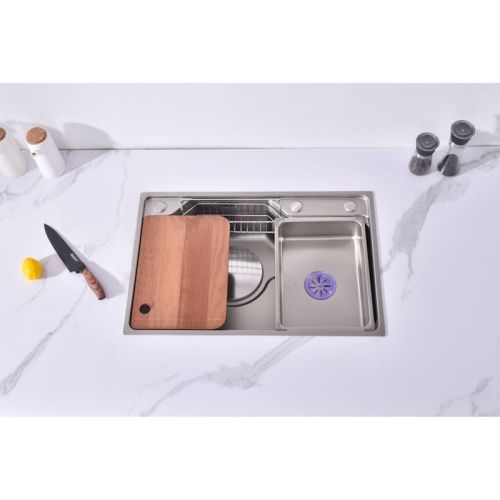 Кухонная мойка Fmark FSC7846L 80х45 цвет серый поверхность матовая - фото 4