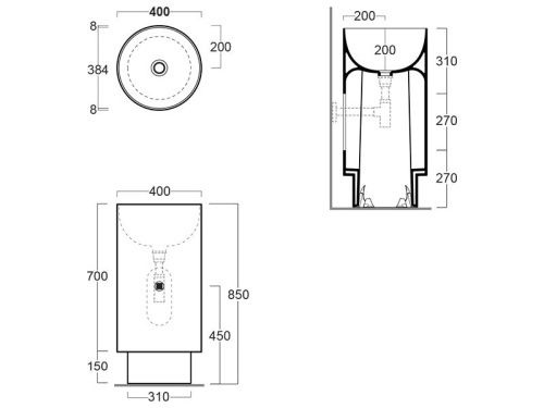 Раковина из сантехнического фаянса Simas PO 07 50х30 напольная цвет белый - фото 3