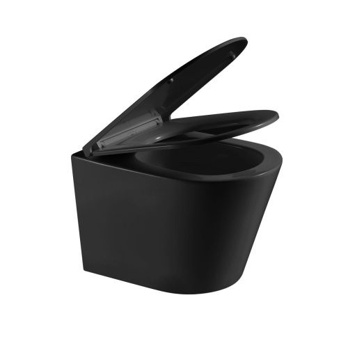 Унитаз подвесной Grossman Торнадо GR-4478BMSQ черный с сиденьем микролифт безободковый смыв торнадо - фото 2