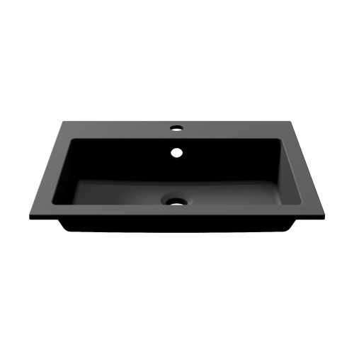 Раковина из искусственного камня Uperwood Megan 45481000001 60х50 полувстраиваемая цвет черный - фото 4