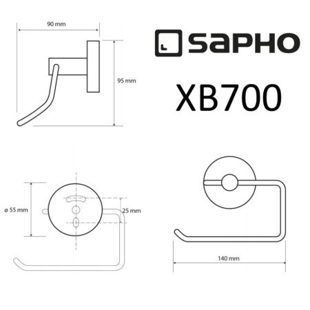 Бумагодержатель Sapho X-ROUND BLACK XB700