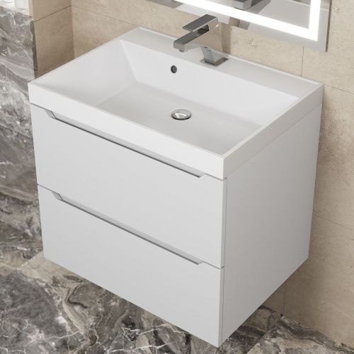 Раковина из искусственного камня Uperwood Classic 291020335 60х50 полувстраиваемая цвет белый - фото 4