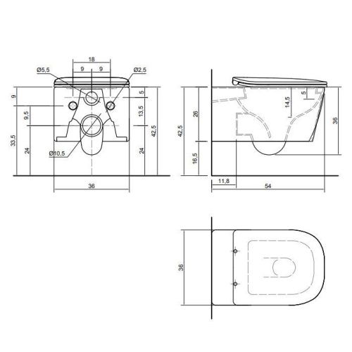 Чаша унитаза подвесная Antonio Lupi Sanitary KOMODO3 цвет белый без сиденья безободковая - фото 2