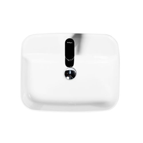 Раковина из сантехнического фаянса BelBagno BB1321 50х40 накладная цвет белый 1 отверстие под смеситель - фото 2