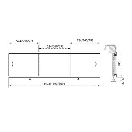 Экран раздвижной для ванны Тритон Щ0000049089