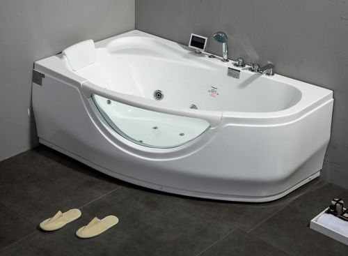 Ванна акриловая гидромассажная Gemy G9046 K L 161х96 пристенная асимметричная с каркасом - фото 3