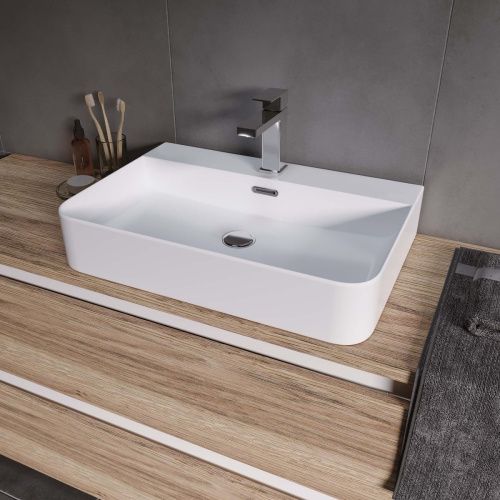 Раковина из сантехнического фаянса Grossman GR-3036 60х40 накладная цвет белый 1 отверстие под смеситель - фото 3