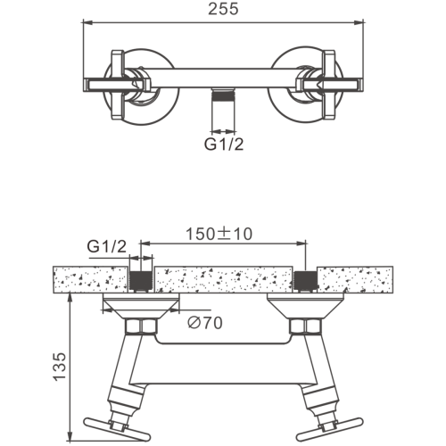 Смеситель для ванны и душа BELZ B20832 настенный хром - фото 2