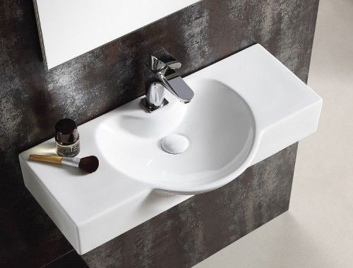 Раковина из сантехнического фаянса CeramaLux STR4282B 80х30 подвесная цвет белый 1 отверстие под смеситель - фото 4