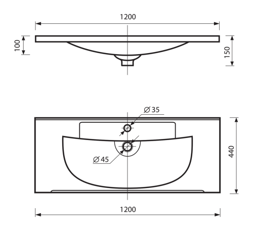 Раковина мебельная из искусственного камня Misty EVVA 120 Р-Евв14120-Д 120х40 накладная цвет белый - фото 3