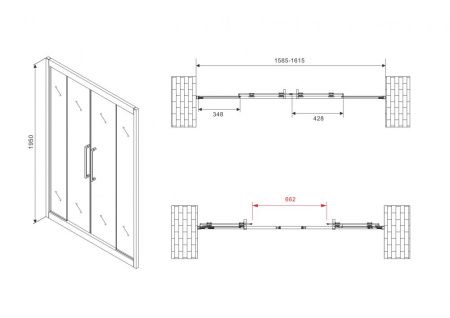 Душевая дверь Abber Schwarzer Diamant AG33160H 160х195 стекло прозрачное профиль хром