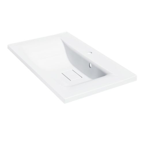 Раковина из искусственного камня Vincea VCB-3M750W 80х50 встраиваемая цвет белый 1 отверстие под смеситель - фото 3