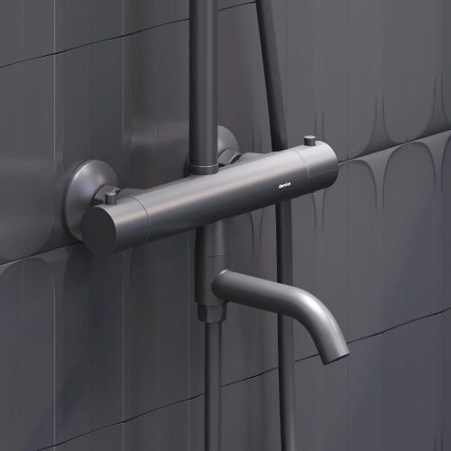 Душевая стойка Damixa Jupiter 977810300 настенная цвет черный с термостатом - фото 5