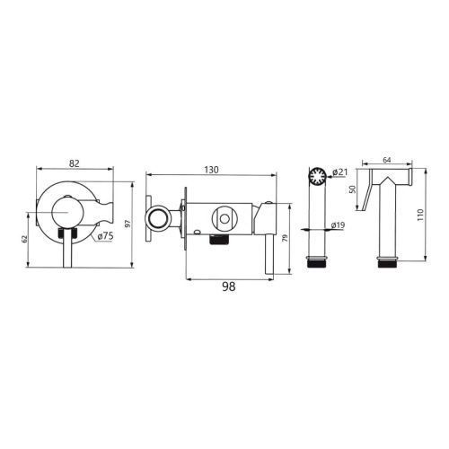 Гигиенический душ со смесителем Maretti Eleganza Black ENB30RV65 черный - фото 3