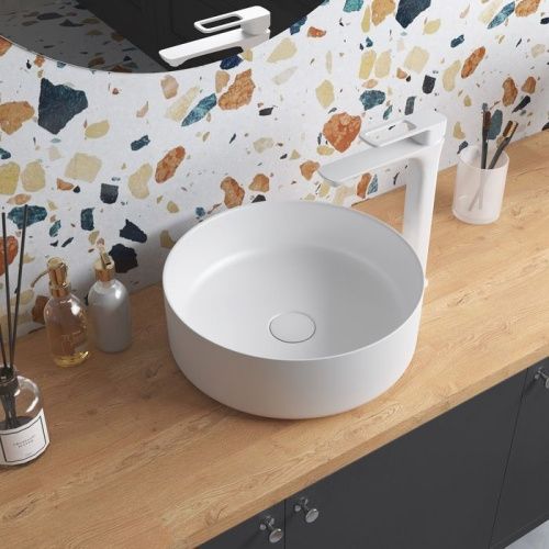 Раковина из сантехнического фарфора Iddis Ray RAYWM03i27 40х40 накладная цвет белый без отверстий под смеситель - фото 5