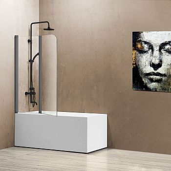 Душевая шторка на ванну Vincea VSB VSB-12114CLGM 115х140 стекло прозрачное профиль вороненая сталь ориентация универсальная