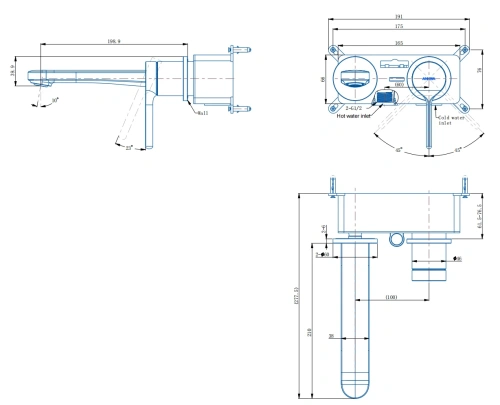 Смеситель для раковины Arrow N12RM6071CP настенный хром - фото 2