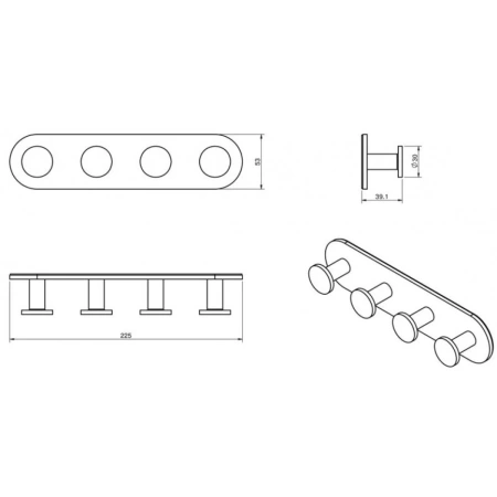 Планка 4 крючка Langberger MOLVENO 72134