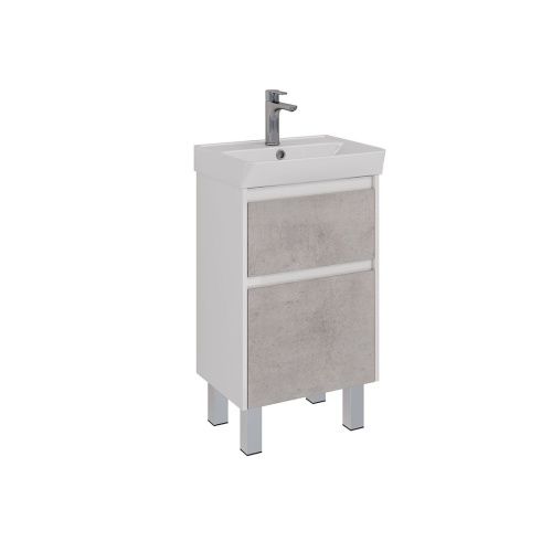Тумба под раковину LeMark Combi LM03C50T-Beton 50х30 напольная цвет серый/белый - фото 5