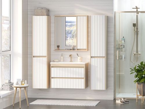 Зеркало-шкаф Brevita Balaton BAL-04080-03-01П 80х80 подвесной цвет белый/бежевый - фото 5