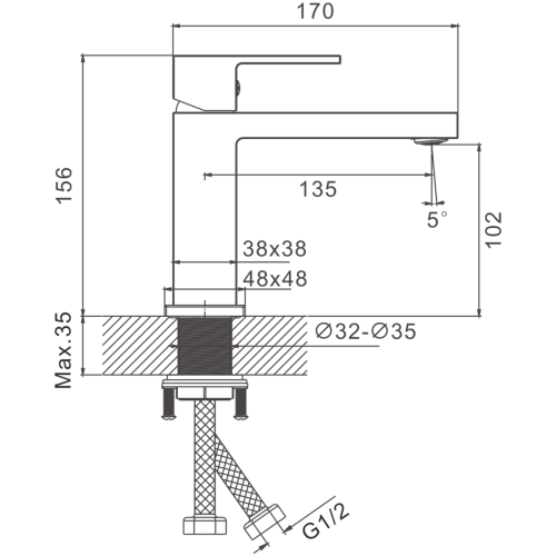 Смеситель BELZ B10658-5 на раковину золото - фото 2