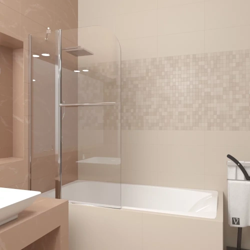 Душевая шторка на ванну Veconi Palau PL81-90-01-19C1 90х150 стекло прозрачное профиль хром ориентация универсальная