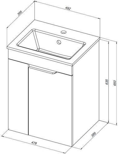 Тумба под раковину Aquanet Практика 00330452 50х40 подвесная цвет синий - фото 2