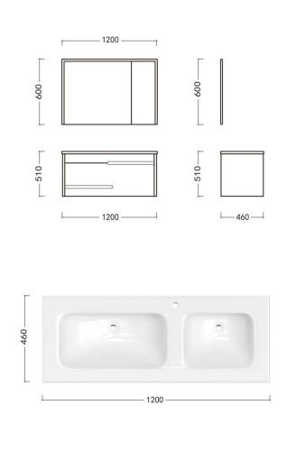 Комплект мебели: тумба + раковина + шкаф-зеркало Cerutti SPA OGLIO 120 120х50 подвесной цвет серый - фото 5