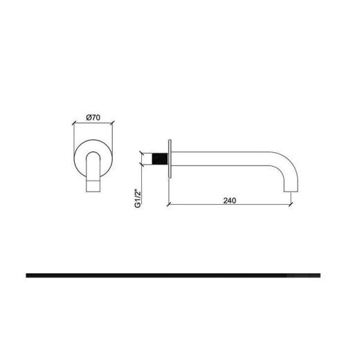 Излив Almar E098012.316 настенный нержавеющая сталь - фото 2