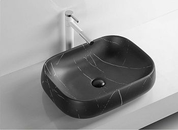 Раковина из сантехнического фарфора Cerutti SPA CR0086 MMB1 50х40 накладная цвет черный без отверстий под смеситель