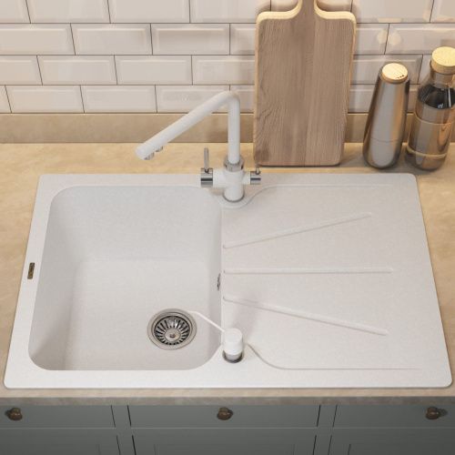 Кухонная мойка Uperwood Quartz Premium UPD-04 3910202112 80х50 цвет белый поверхность матовая - фото 4