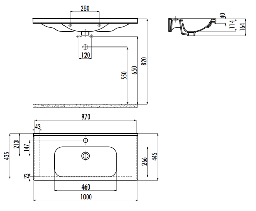 Раковина из сантехнического фарфора Creavit Eksen EK100-00CB00E-0000 100х40 накладная цвет белый - фото 2