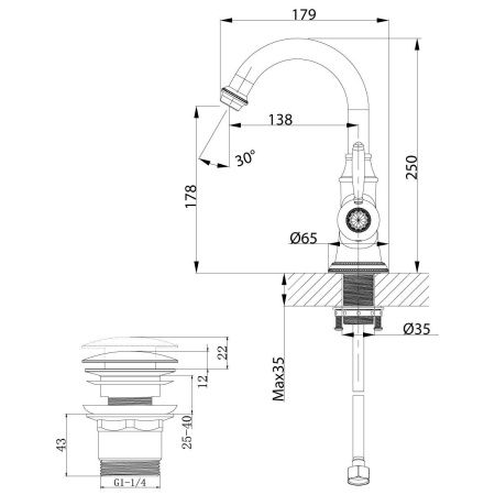 Смеситель LeMark Spark LM6707RG на раковину розовое золото