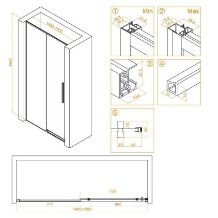 Душевая дверь RGW Stilvoll 32321215-14 150х195 стекло прозрачное профиль черный