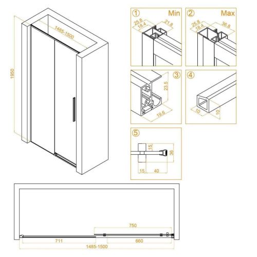 Душевая дверь RGW Stilvoll 32321215-11 150х195 стекло прозрачное профиль хром - фото 2