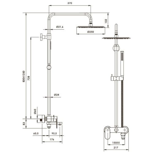 Душевая стойка Wasserkraft A17301 настенная цвет розовое золото - фото 3