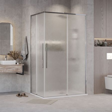 Душевой уголок Grossman Galaxy 300.K33.01.9080.10.02 90х80 стекло текстурное профиль хром без поддона