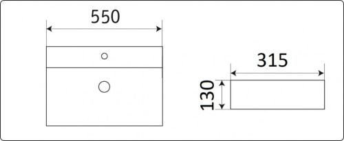 Раковина из сантехнического фаянса CeramaLux 7836 60х30 накладная цвет белый 1 отверстие под смеситель - фото 2