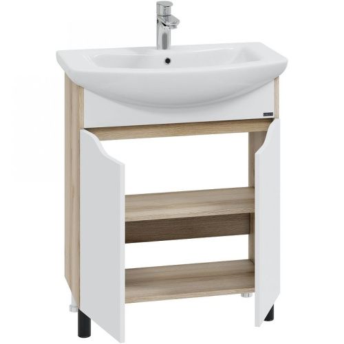 Тумба под раковину СанТа Сатурн 700369 70х30 напольная цвет белый/коричневый - фото 2