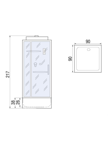 Душевая кабина River TANA 10000003115 90х90 квадратная с крышей ориентация универсальная - фото 2