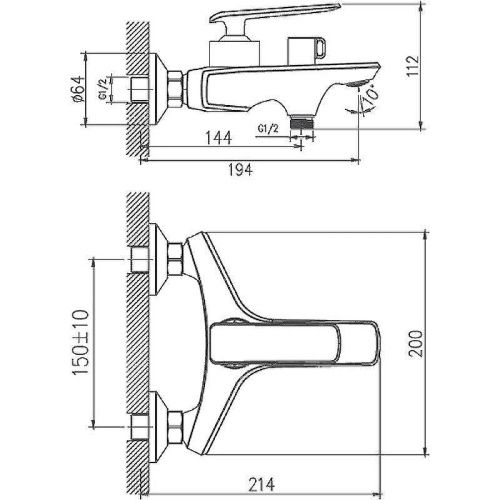 Смеситель для ванны и душа Haiba HB548-8 HB60548-8 настенный белый/хром - фото 3