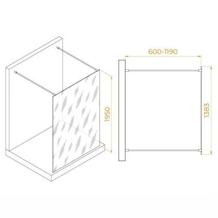 Душевая перегородка RGW Walk In 35101614-14 140х195 стекло прозрачное профиль черный